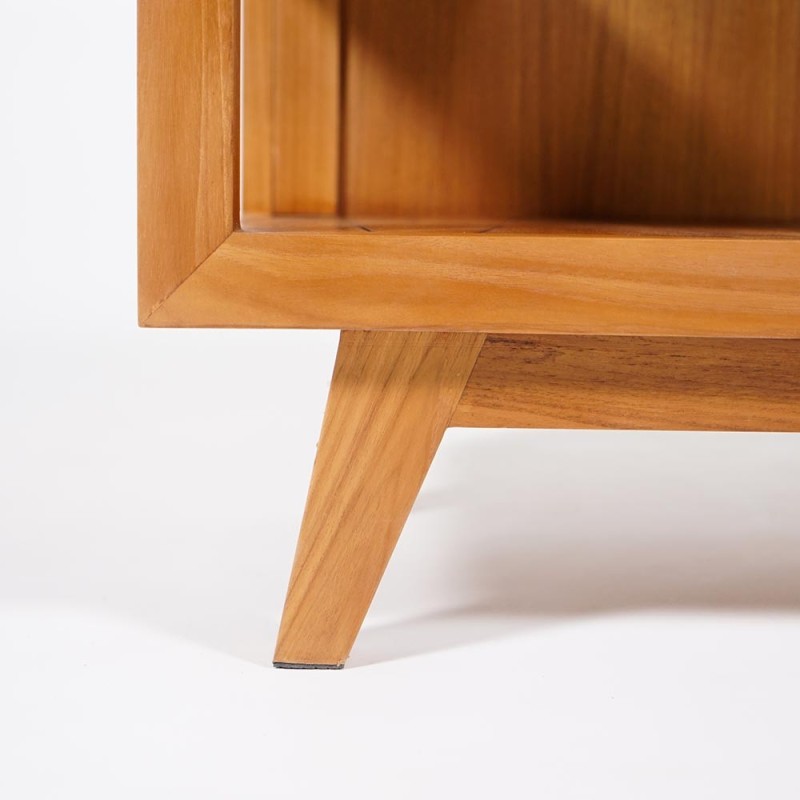 Massief teak badkamermeubel met witte terazzo waskom - Meera