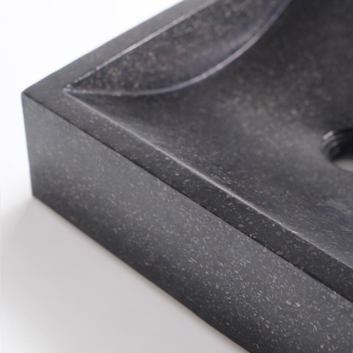 Zwarte terrazzo rechthoekige waskom 45 cm x 40 cm - Mayuri