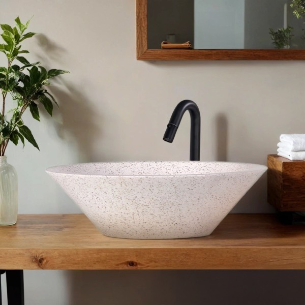 Witte terrazzo conische vasque 40 cm x 40 cm - Mohini