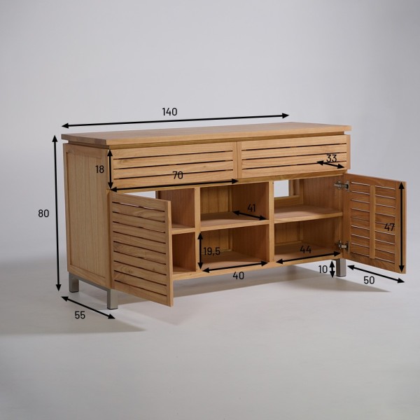 Massief houten badmeubel 140 cm - Reva