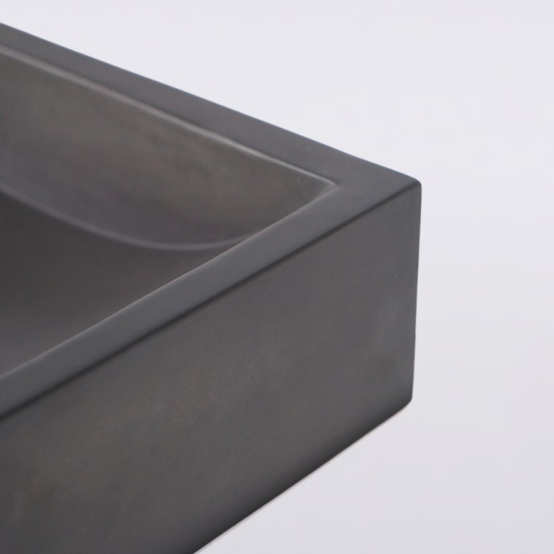 Rechthoekig betonnen waskom - Diep antraciet - Pure Cast