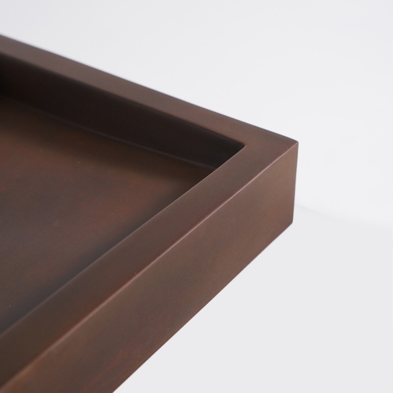 Rechthoekige vintage bruine betonnen wastafel - Solidis