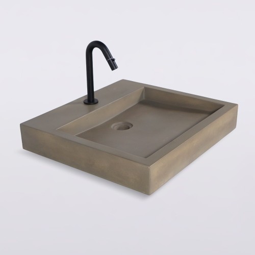 Rechthoekige betonnen waskom in natuurlijke kleur - Solidis