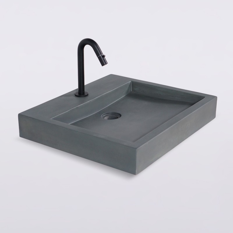 Kopergroen rechthoekig betonnen waskom - Solidis