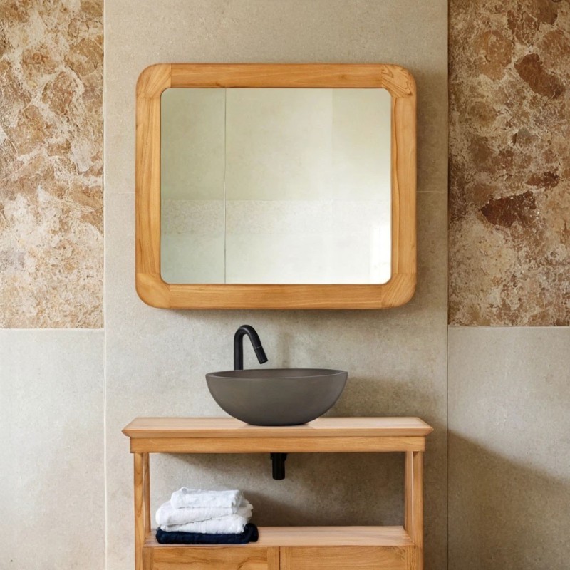 Rechthoekige spiegel 80 x 70 cm met afgeronde hoeken