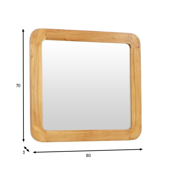 Rechthoekige spiegel 80 x 70 cm met afgeronde hoeken