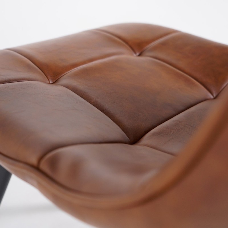 Bruine leren eetkamerstoel met zwarte metalen poten - Velvia