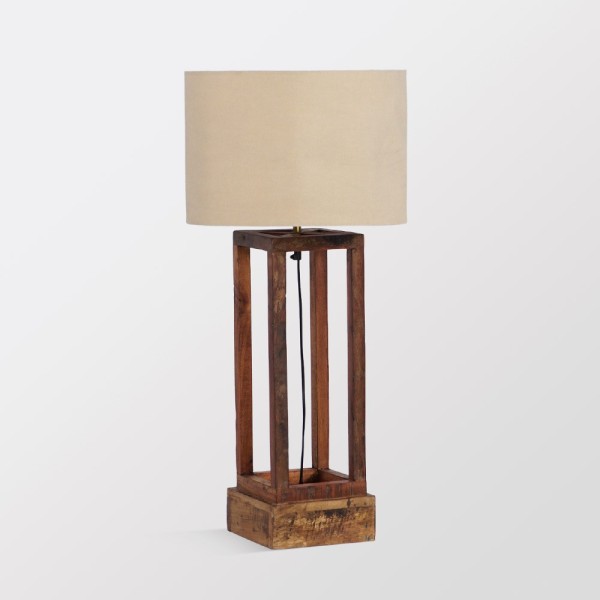Tafellamp met naturel houten voet - Heritage