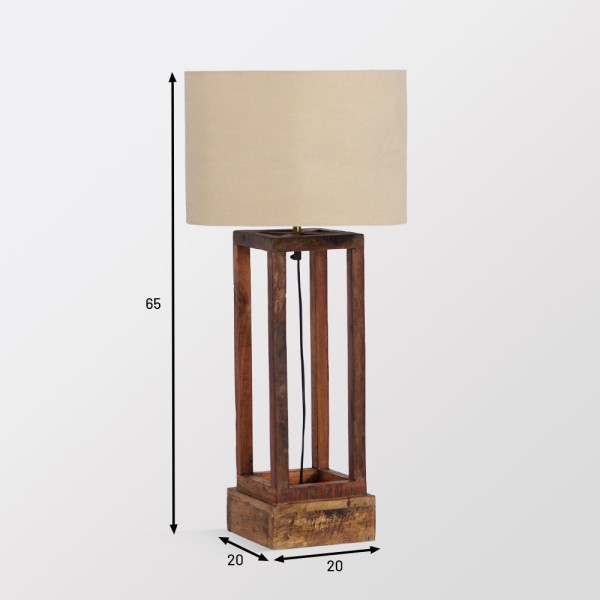 Tafellamp met naturel houten voet - Heritage