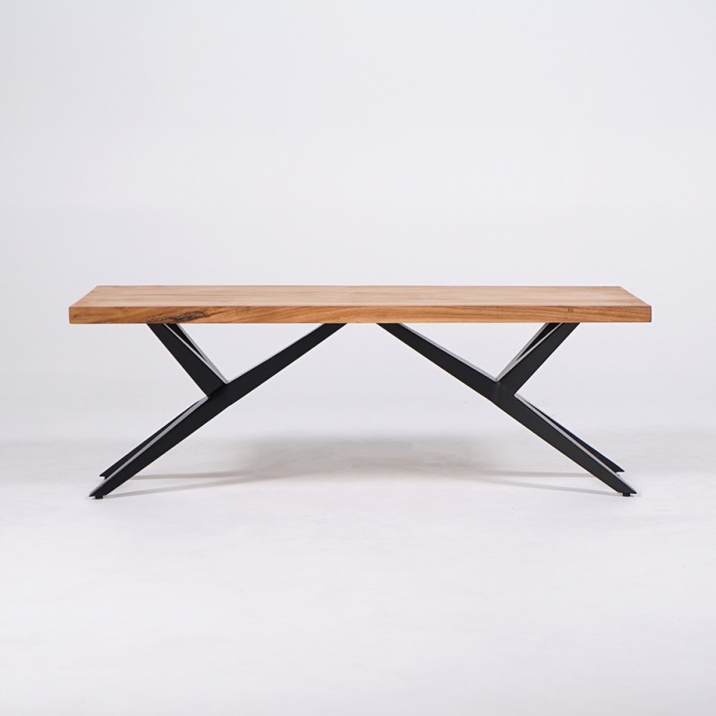 Design salontafel in natuurlijk hout met metalen poten – Helix