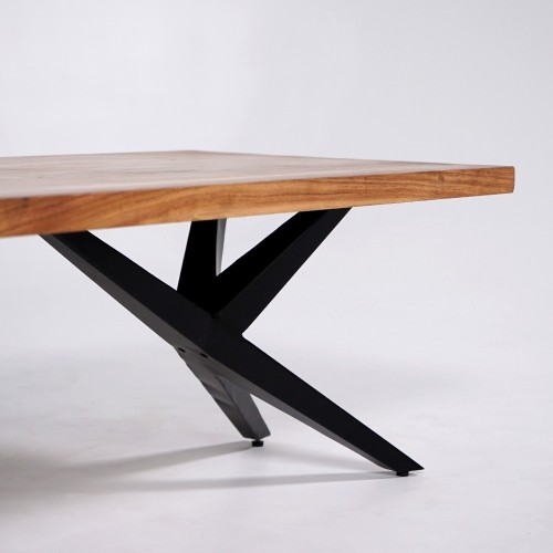 Design salontafel in natuurlijk hout met metalen poten – Helix