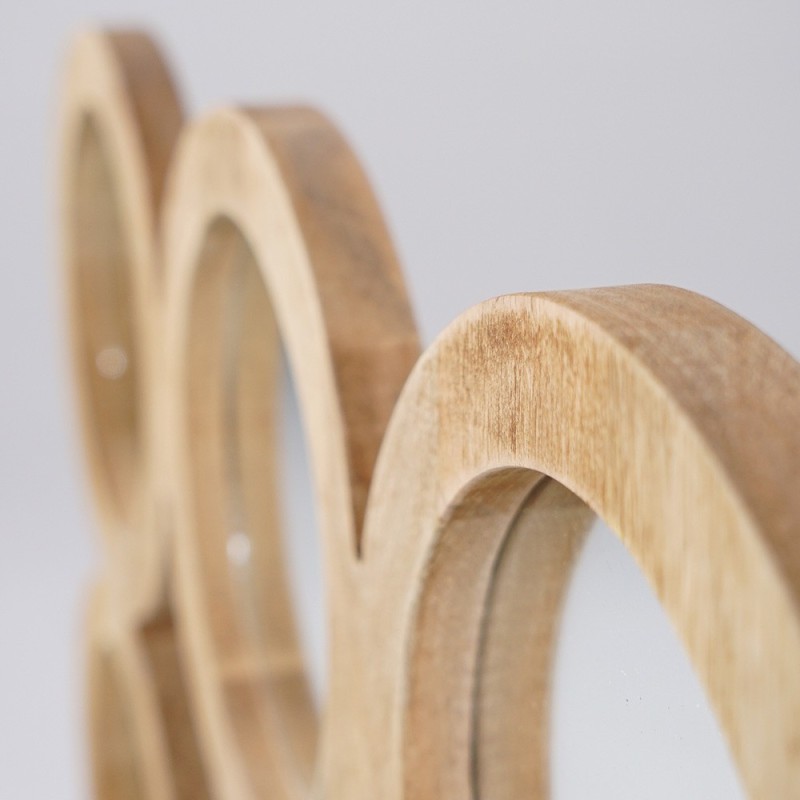 Rechthoekige set van 100 x 85 cm ronde spiegels met houten lijst - Ellipse