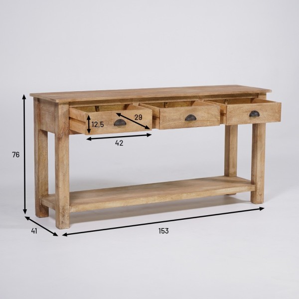 Natuurhouten console 3 laden - Hout