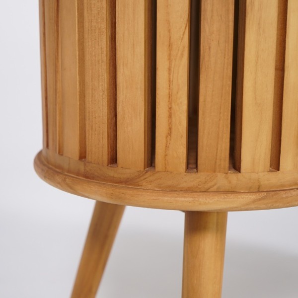 120 cm massief teak badkamermeubel met zwarte terrazzo waskom - Keya