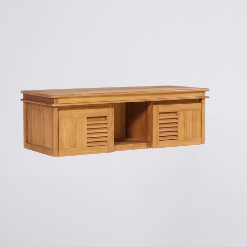 Dubbele massief teakhouten waskom 120 cm - Mira