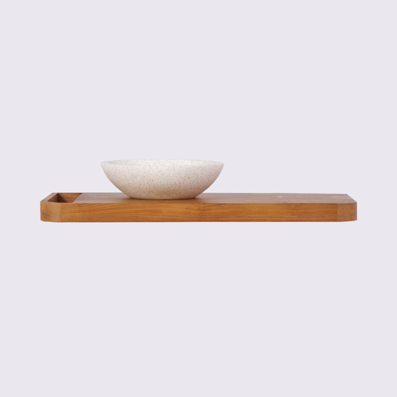 Teakhouten wandplank voor wastafel - Lattis