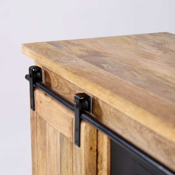 Klein industrieel houten en metalen dressoir 90cm - Paris