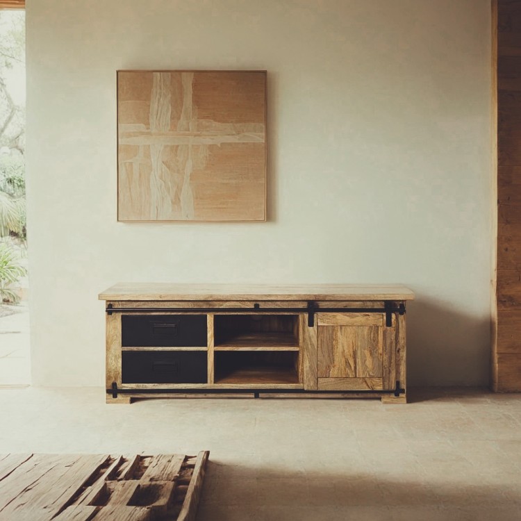 TV-meubel van industrieel hout en metaal 140 cm - Paris