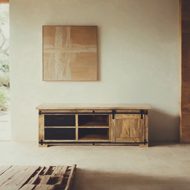TV-meubel van industrieel hout en metaal 140 cm - Paris