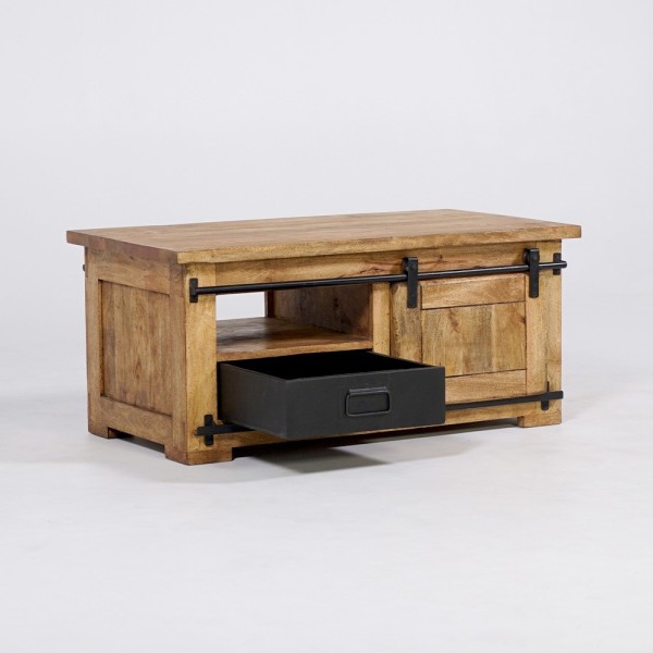 Houten en metalen industriële salontafel 100cm - Paris
