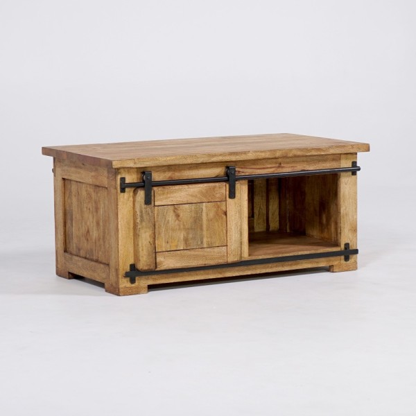 Houten en metalen industriële salontafel 100cm - Paris