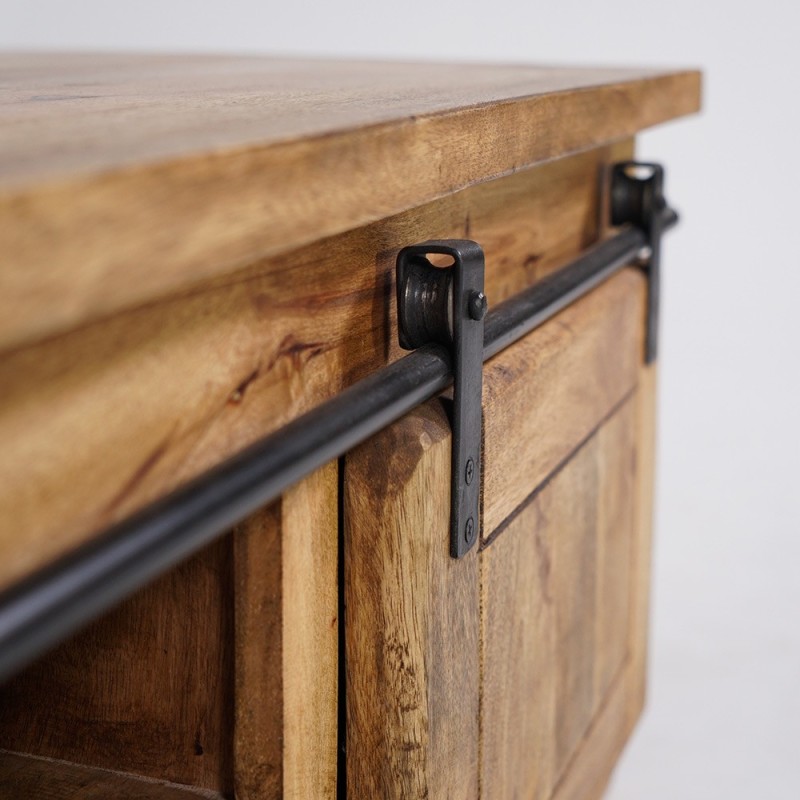 Houten en metalen industriële salontafel 100cm - Paris