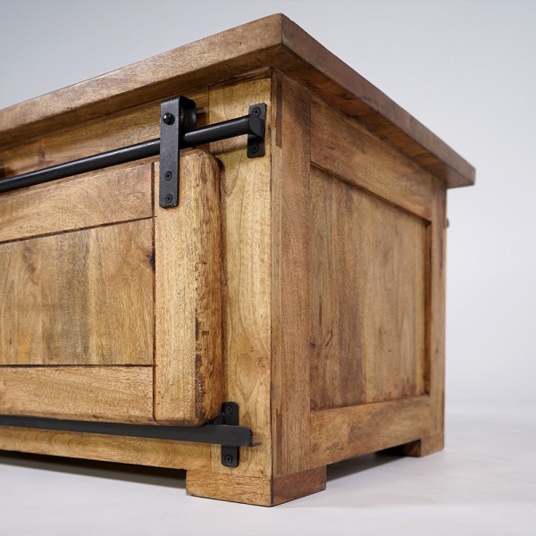 Houten en metalen industriële salontafel 100cm - Paris