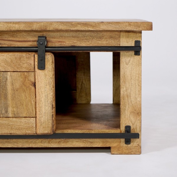 Houten en metalen industriële salontafel 100cm - Paris