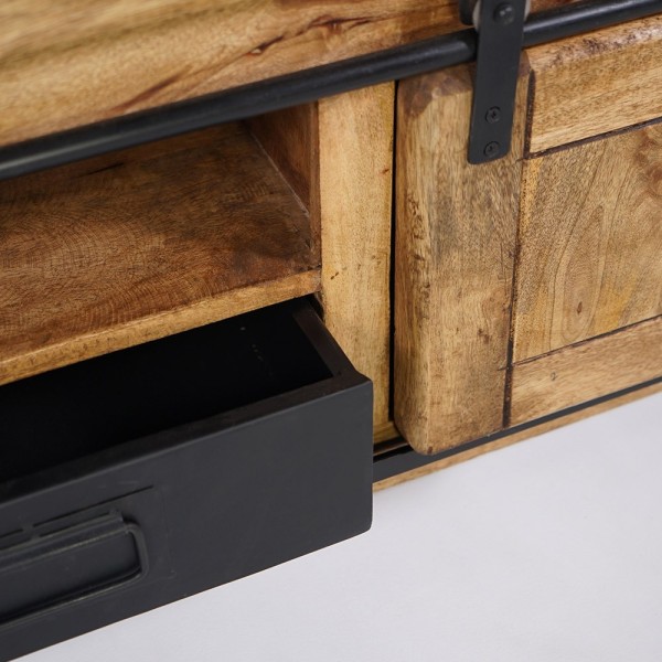 Houten en metalen industriële salontafel 100cm - Paris
