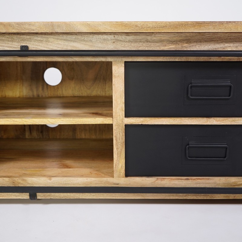 Hout en metaal industriële TV-meubel 160 cm - Paris