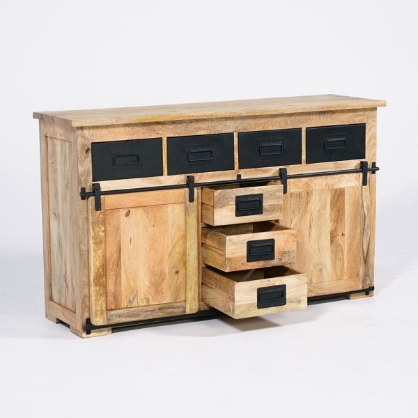 Industrieel houten en metalen dressoir 150cm - Paris