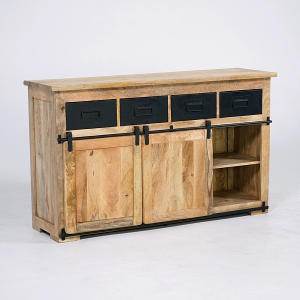 Industrieel houten en metalen dressoir 150cm - Paris