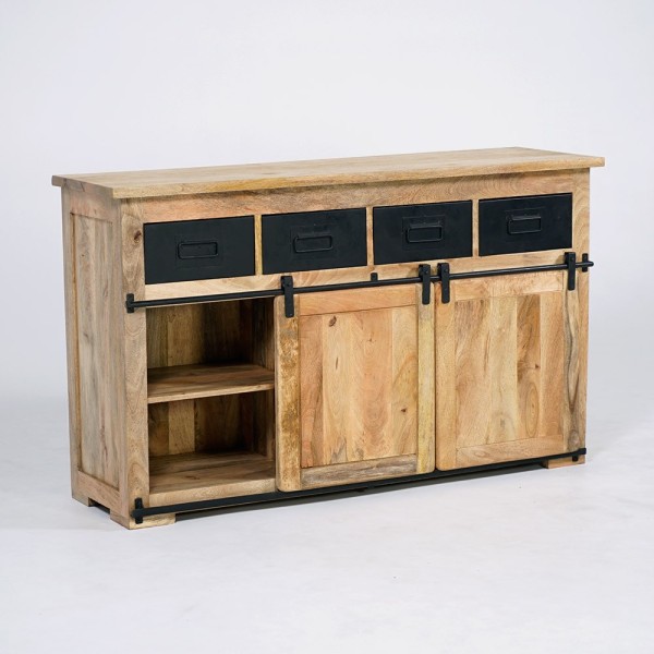 Industrieel houten en metalen dressoir 150cm - Paris