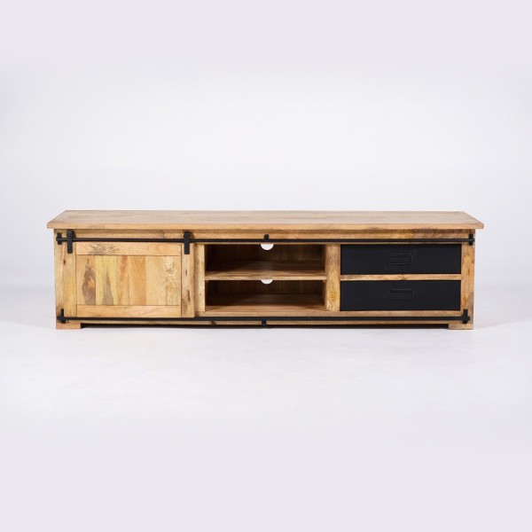 Hout en metaal industriële TV-meubel 200 cm - Paris