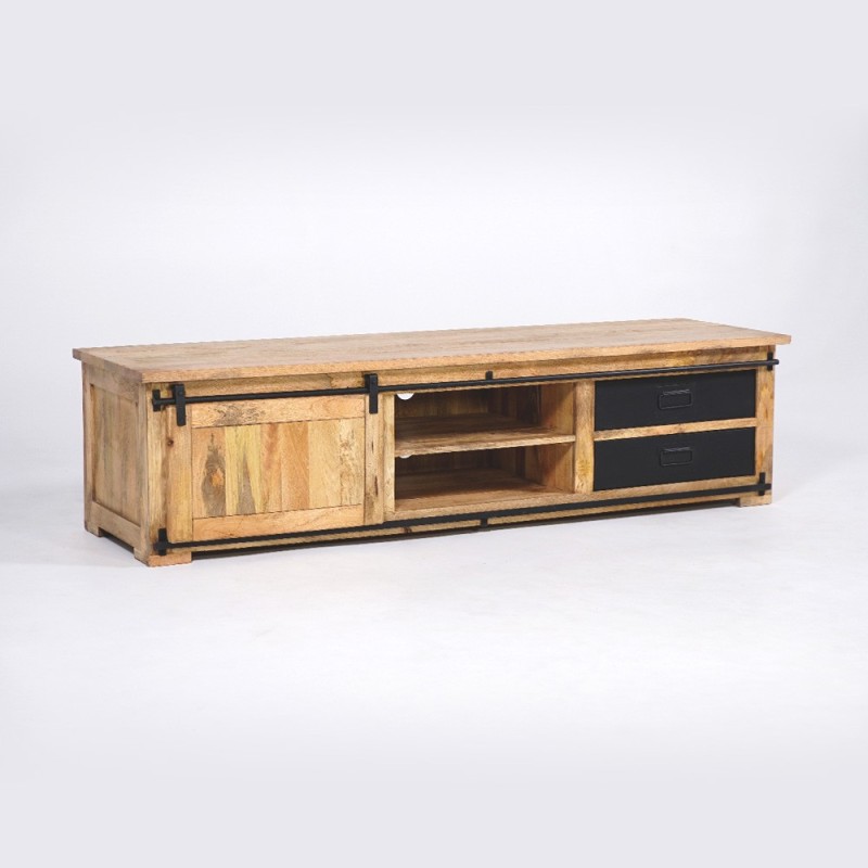 Hout en metaal industriële TV-meubel 200 cm - Paris