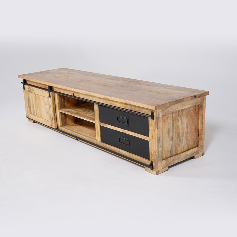 Hout en metaal industriële TV-meubel 200 cm - Paris