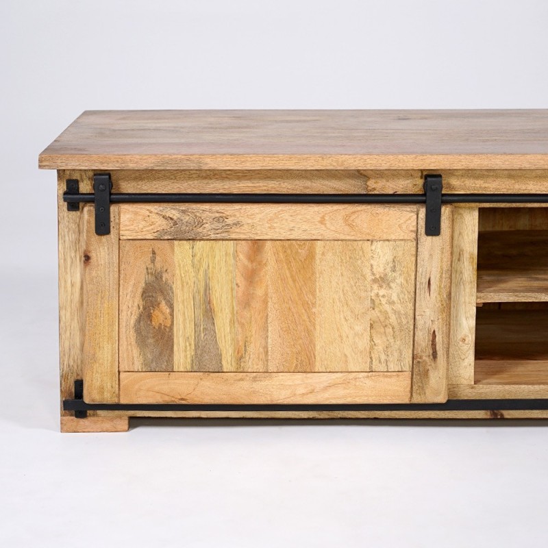 Hout en metaal industriële TV-meubel 200 cm - Paris
