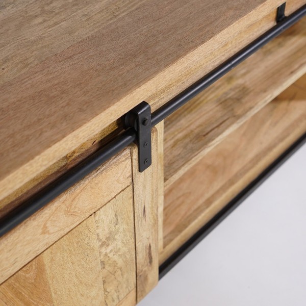 Hout en metaal industriële TV-meubel 200 cm - Paris