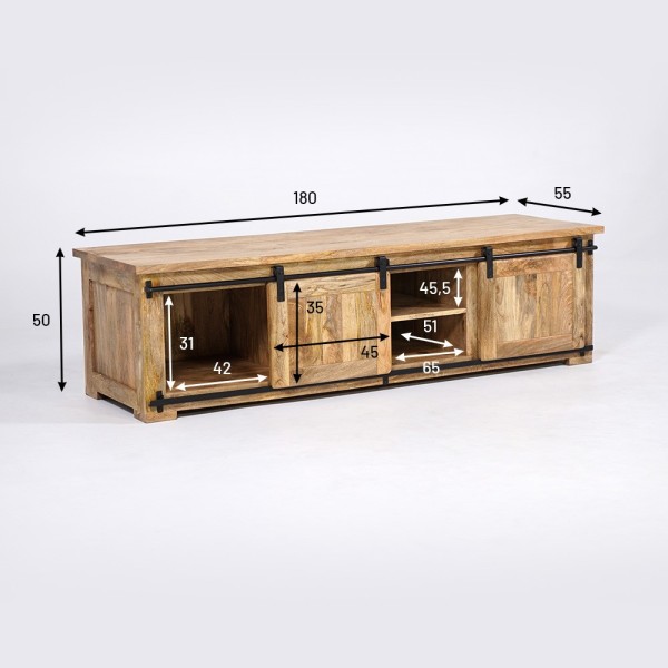 Hout en metaal industriële TV-meubel 180cm - Paris