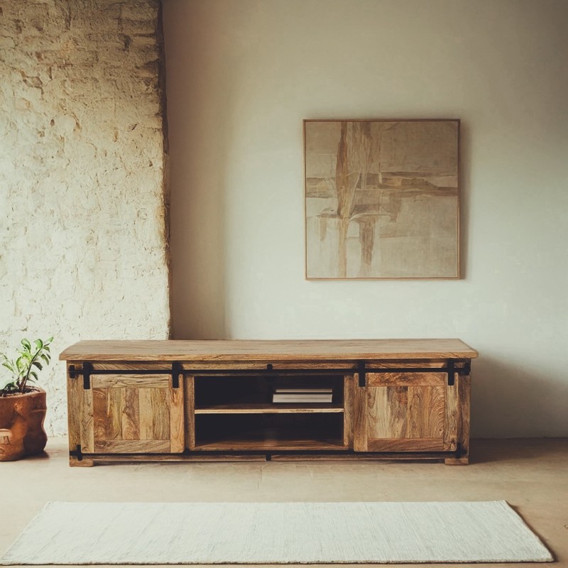 Hout en metaal industriële TV-meubel 180cm - Paris