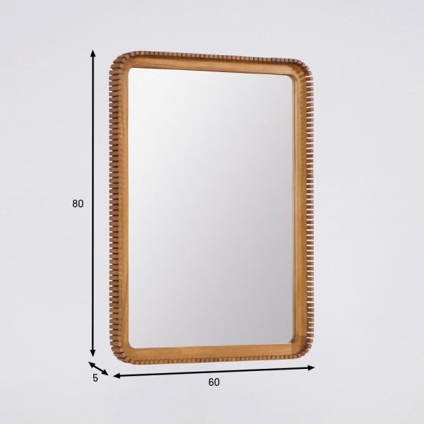 Rechthoekige teak houten spiegel 80 x 60 cm - Beria
