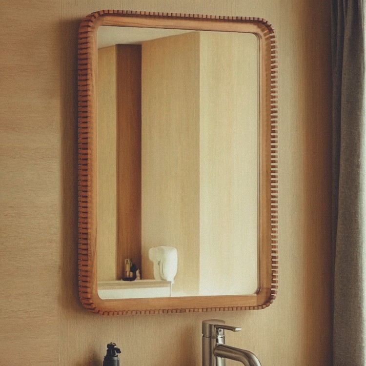 Rechthoekige teak houten spiegel 80 x 60 cm - Beria