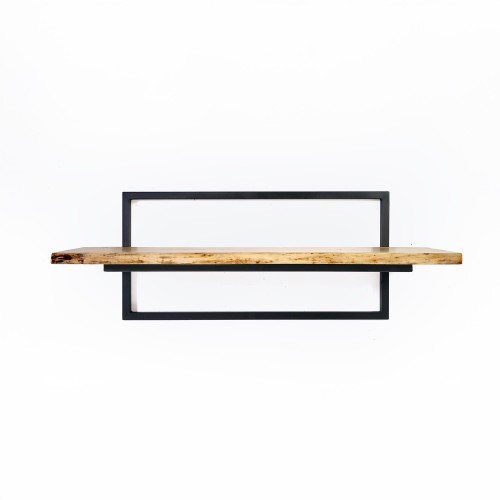 Wandplank 90 cm met massief houten blad en natuurlijke rand