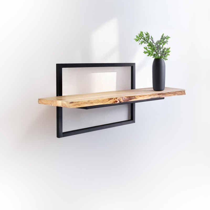 Wandrek 70 cm met massief houten plank en natuurlijke rand