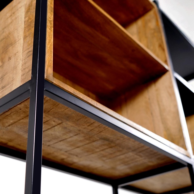 Boekenkast in metaal en natuurlijk hout 140 cm – Diane