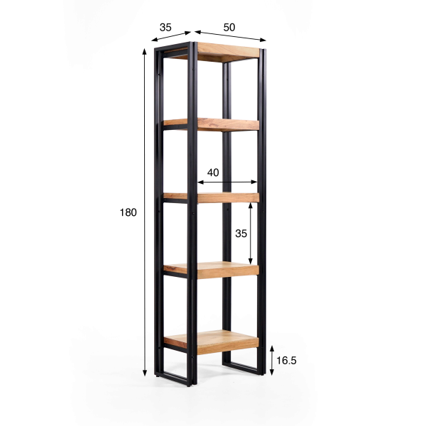 Industriële kolomkast in massief hout en metaal 50 x 180 – Liverpool