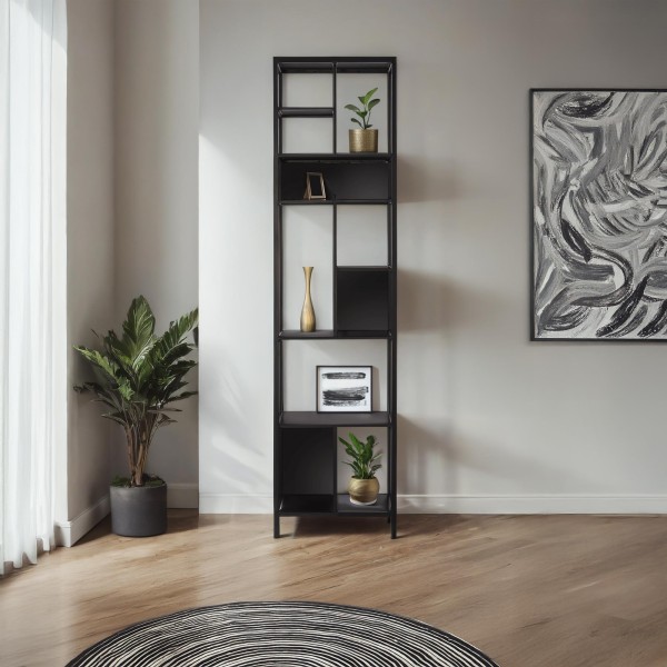 Zwarte metalen wandrek 40 x 180 cm – New York