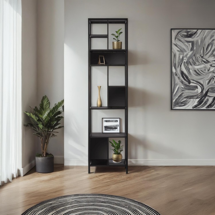 Zwarte metalen wandrek 40 x 180 cm – New York