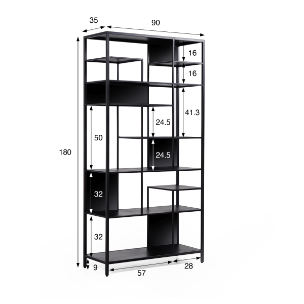Wandrek in zwart metaal 90 x 180 cm – New York
