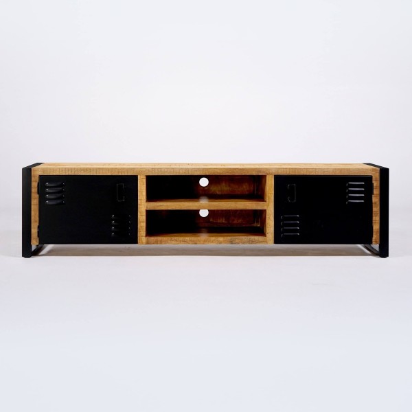 Massief houten en metalen TV-meubel 200 cm - Kansas